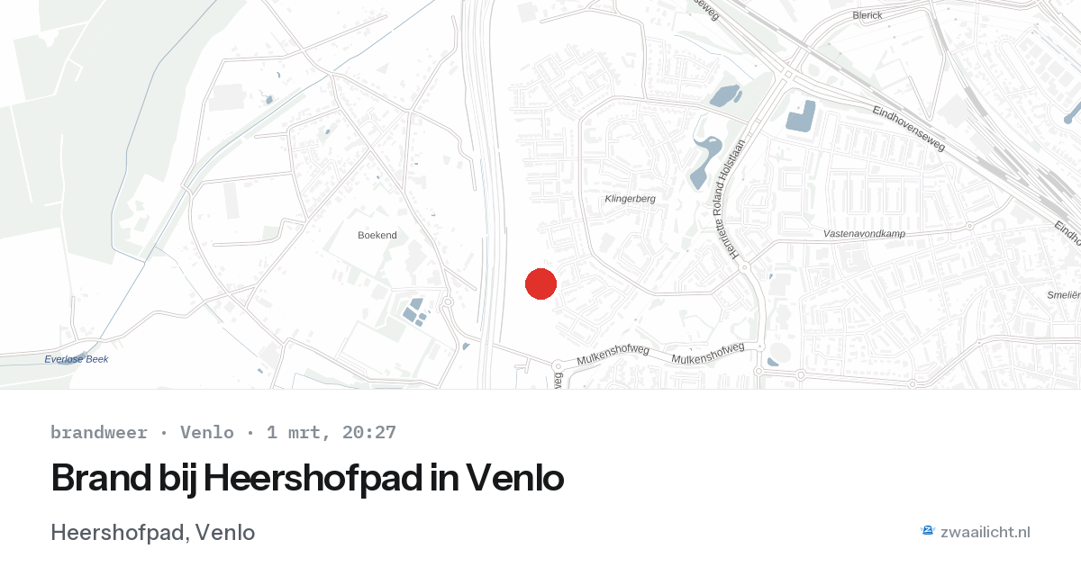 Brand bij Heershofpad in Venlo — 1 mrt 2026