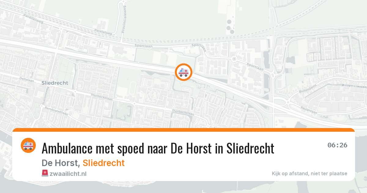 Ambulance met spoed naar De Horst in Sliedrecht — 26 jun 2026