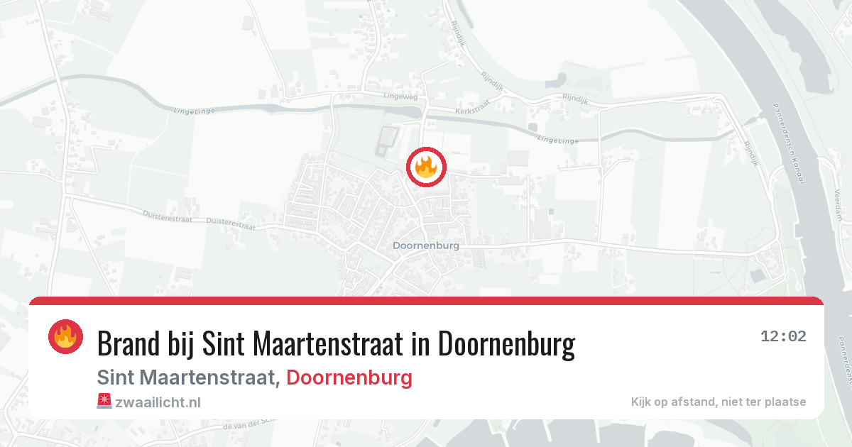 Brand bij Sint Maartenstraat in Doornenburg — 14 aug 2026