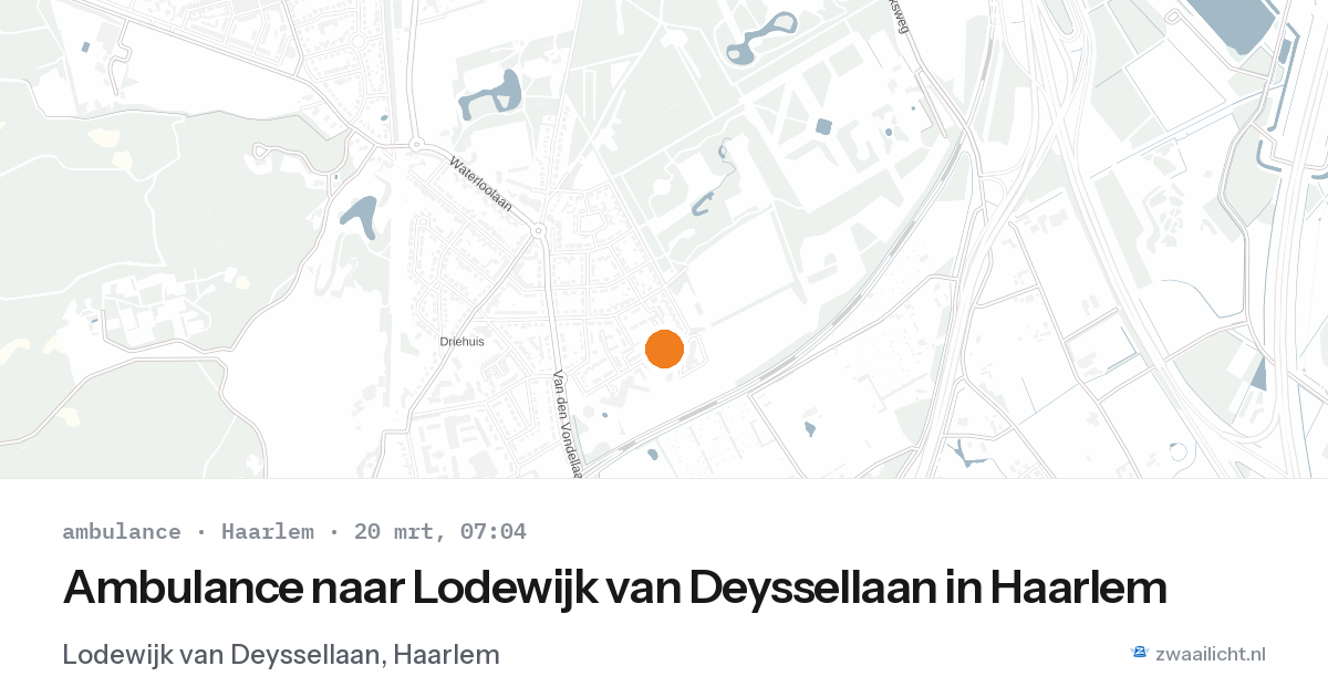 Ambulance naar Lodewijk van Deyssellaan in Haarlem — 20 mrt 2026