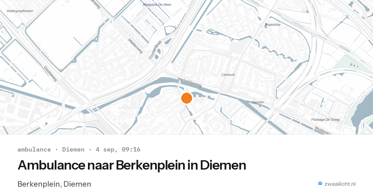 Ambulance naar Berkenplein in Diemen — 4 sep 2026