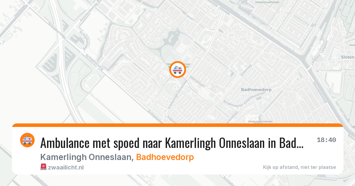 Ambulance met spoed naar Kamerlingh Onneslaan in Badhoevedorp — 18 apr 2026