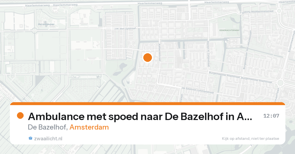 Ambulance met spoed naar De Bazelhof in Amsterdam — 17 aug 2026