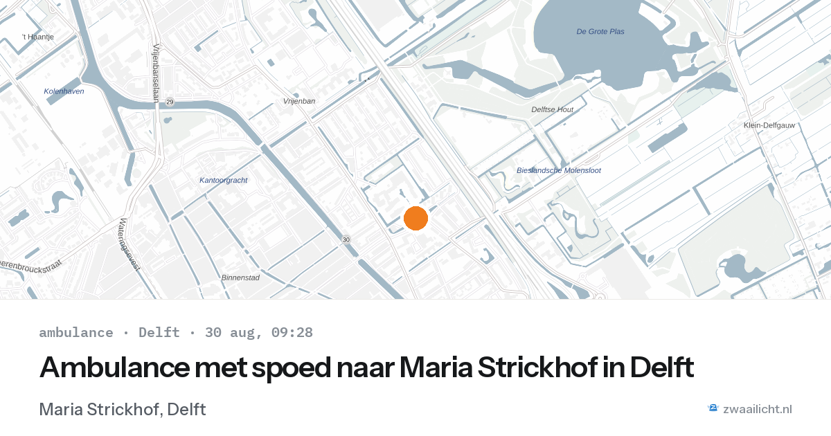 Ambulance met spoed naar Maria Strickhof in Delft — 30 aug 2026