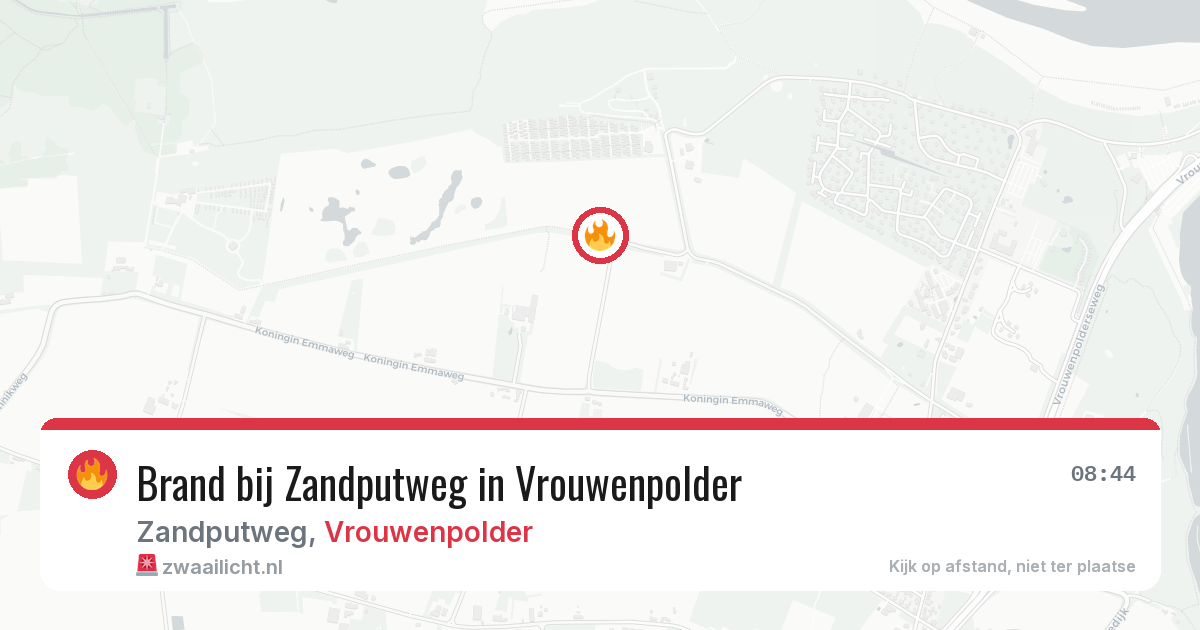 Brand bij Zandputweg in Vrouwenpolder — 13 aug 2026