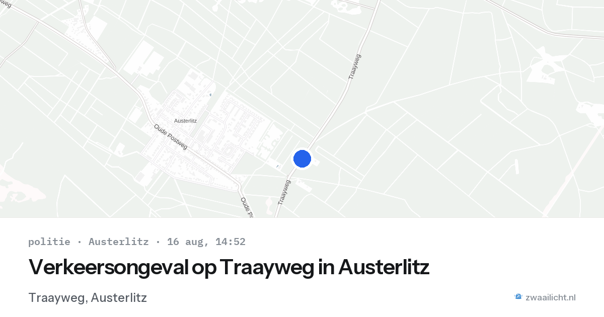 Verkeersongeval op Traayweg in Austerlitz — 16 aug 2026