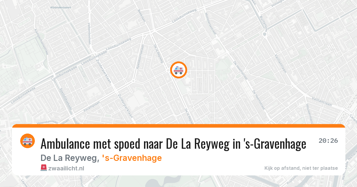 Ambulance met spoed naar De La Reyweg in 's-Gravenhage — 14 aug 2026