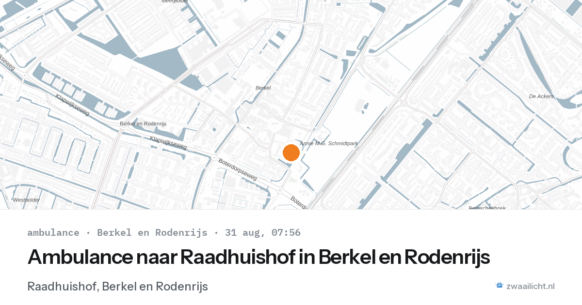 Ambulance naar Raadhuishof in Berkel en Rodenrijs — 31 aug 2026