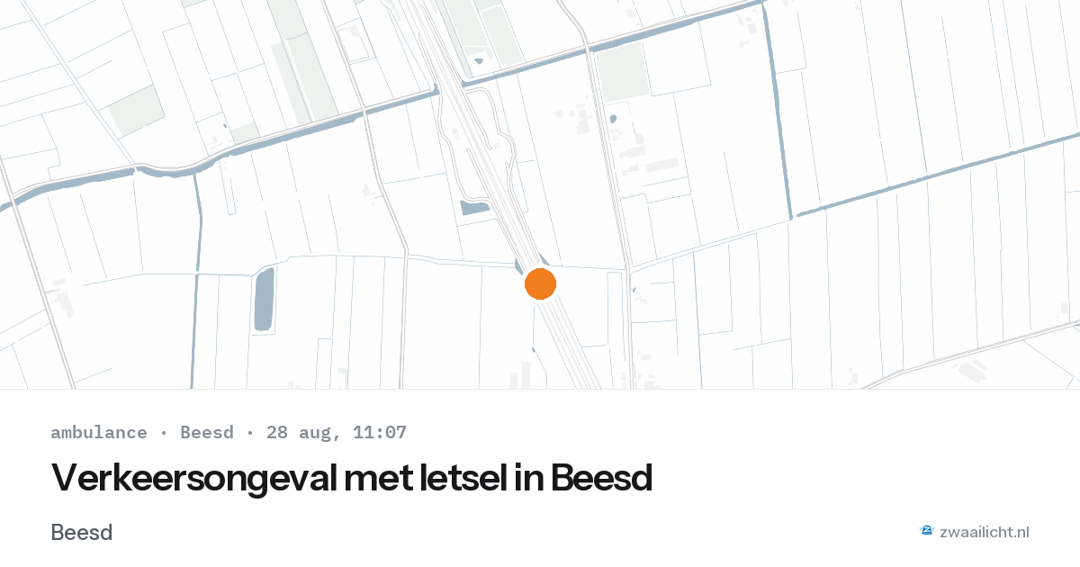 Verkeersongeval met letsel in Beesd — 28 aug 2026