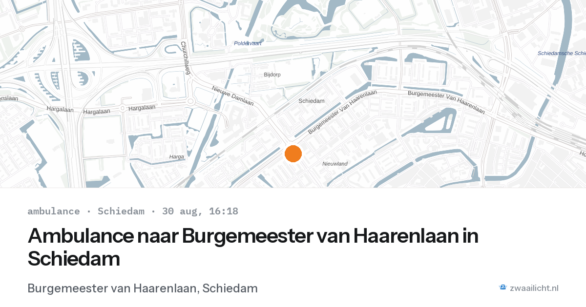 Ambulance naar Burgemeester van Haarenlaan in Schiedam — 30 aug 2026