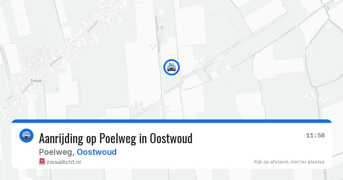 Aanrijding op Poelweg in Oostwoud — 26 jul 2026
