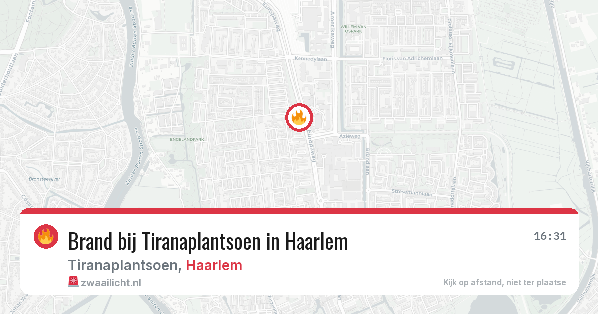 Brand bij Tiranaplantsoen in Haarlem — 30 jul 2026