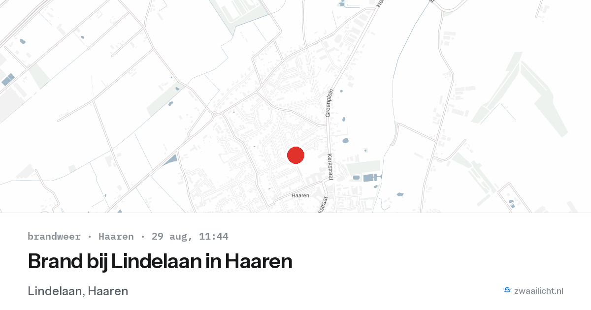 Brand bij Lindelaan in Haaren — 29 aug 2026