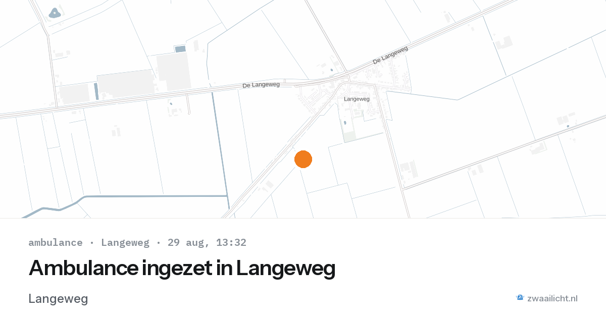 Ambulance ingezet in Langeweg — 29 aug 2026