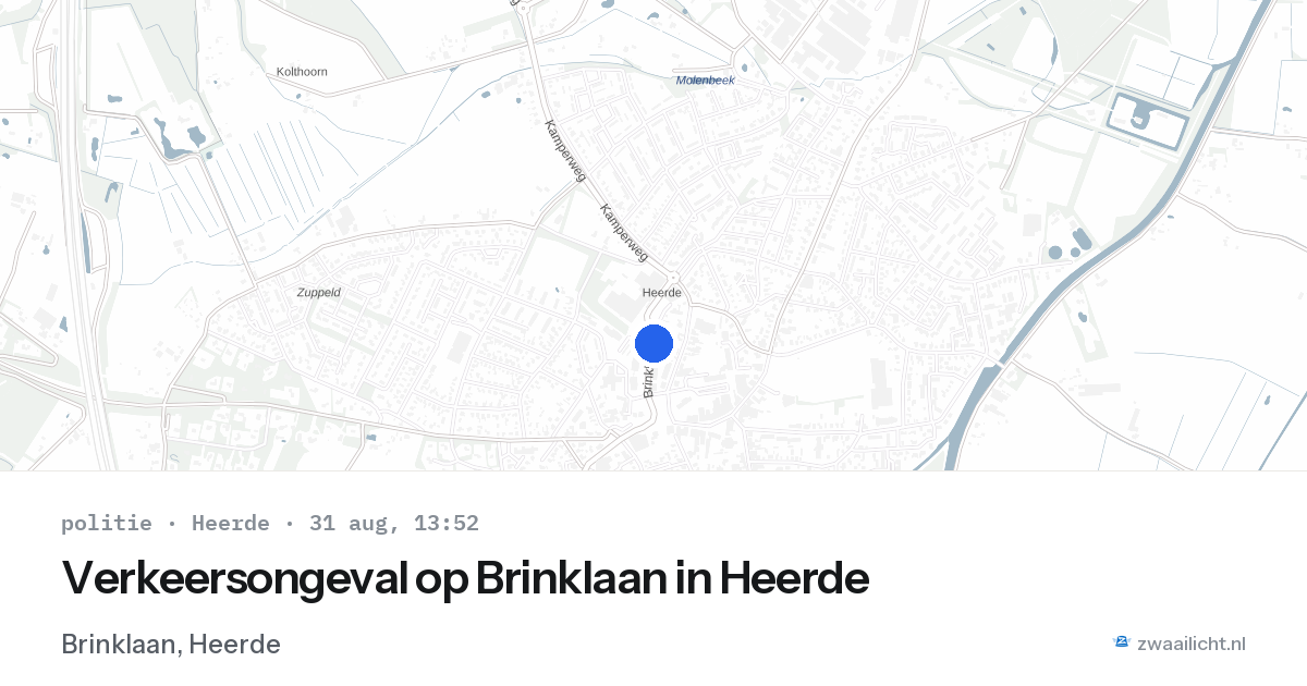 Verkeersongeval op Brinklaan in Heerde — 31 aug 2026