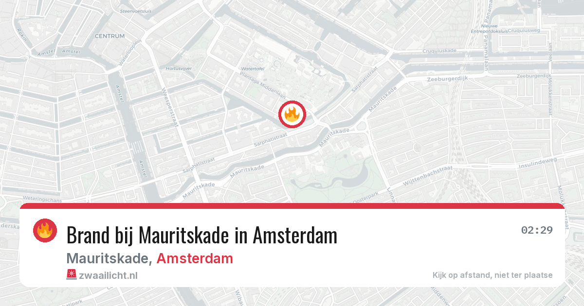 Brand bij Mauritskade in Amsterdam — 13 aug 2026