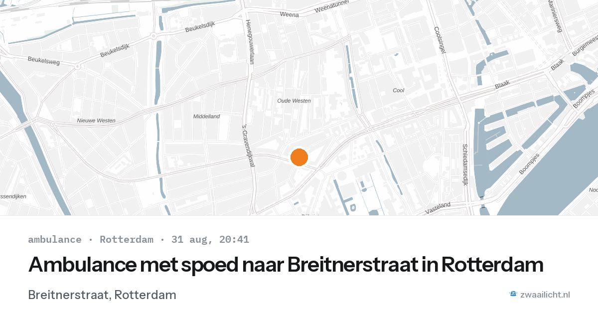 Ambulance met spoed naar Breitnerstraat in Rotterdam — 31 aug 2026