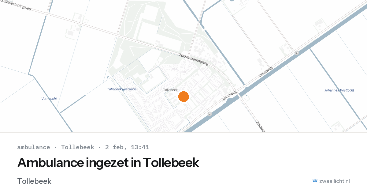 Ambulance ingezet in Tollebeek — 2 feb 2026