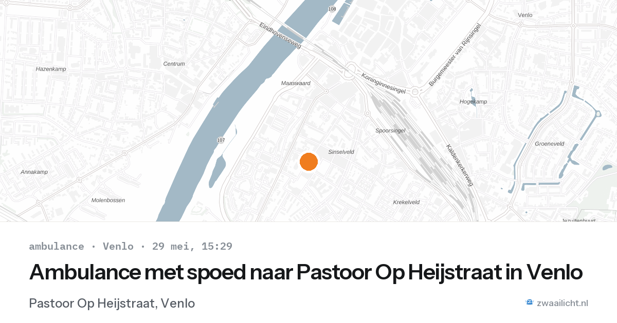 Ambulance met spoed naar Pastoor Op Heijstraat in Venlo — 29 mei 2026
