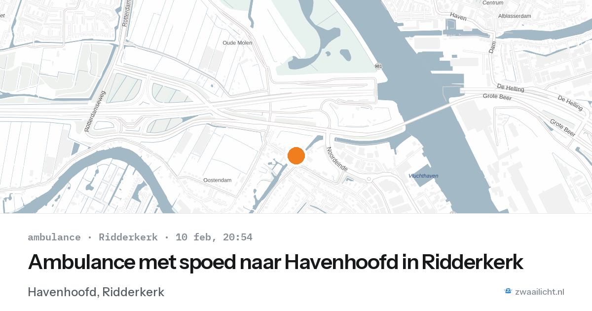 Ambulance met spoed naar Havenhoofd in Ridderkerk — 10 feb 2026