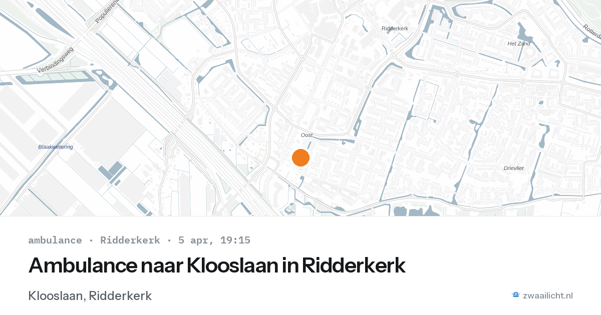 Ambulance naar Klooslaan in Ridderkerk — 5 apr 2026