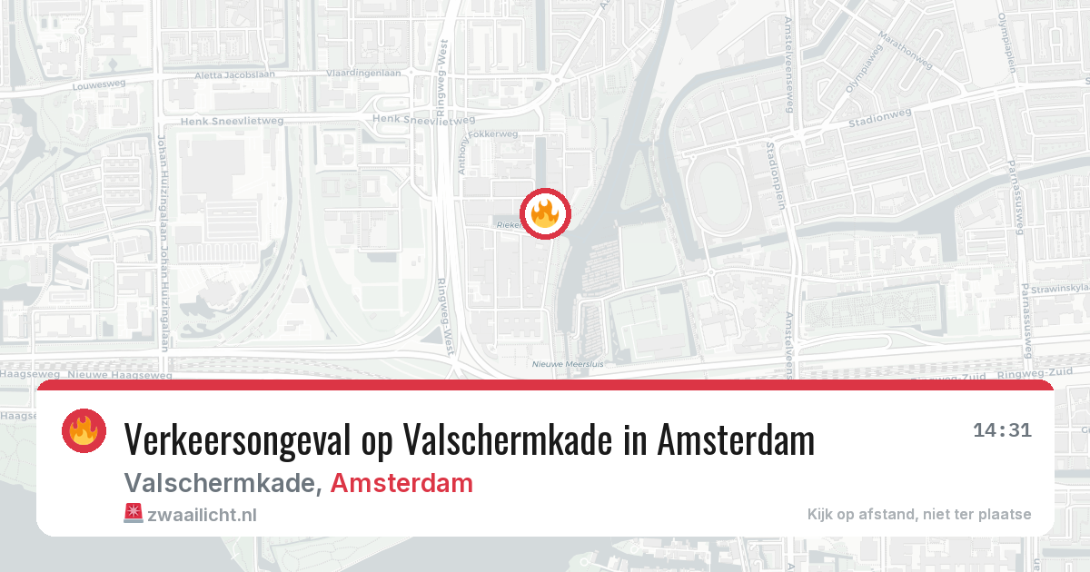 Verkeersongeval op Valschermkade in Amsterdam — 31 mrt 2026