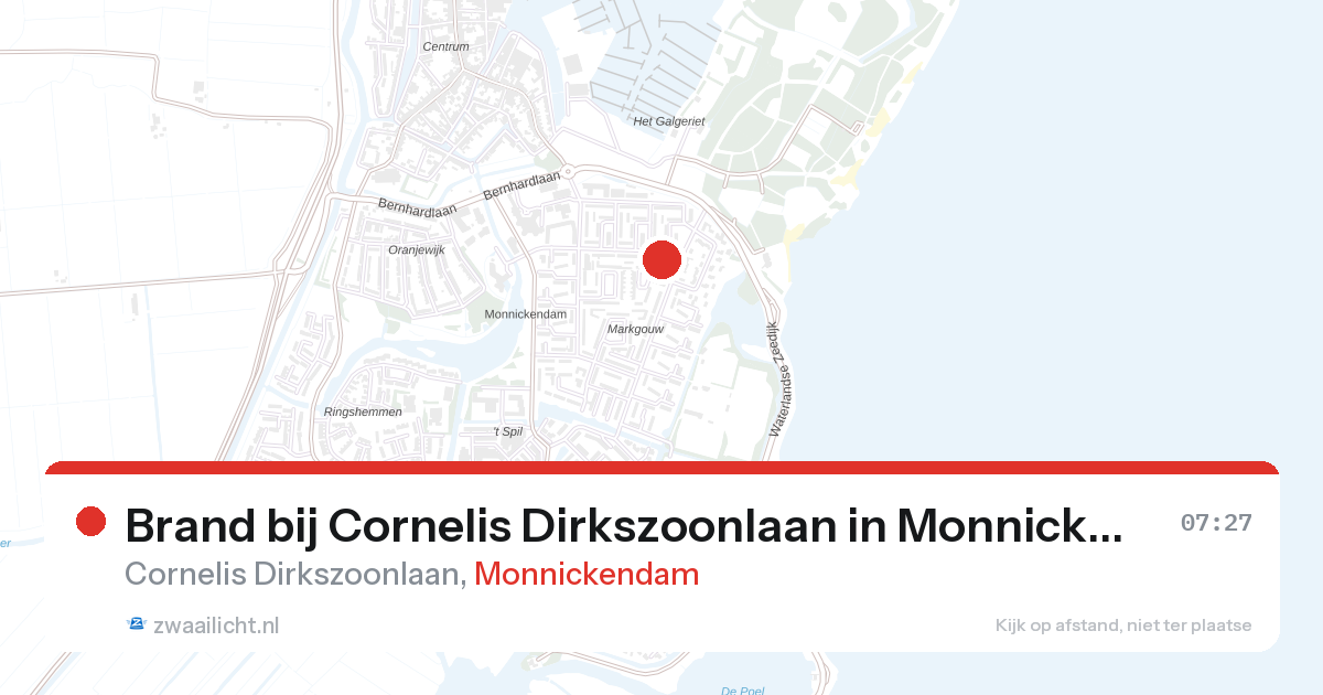 Brand bij Cornelis Dirkszoonlaan in Monnickendam — 28 aug 2026