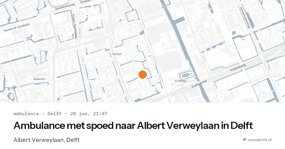 Ambulance met spoed naar Albert Verweylaan in Delft — 28 jun 2026