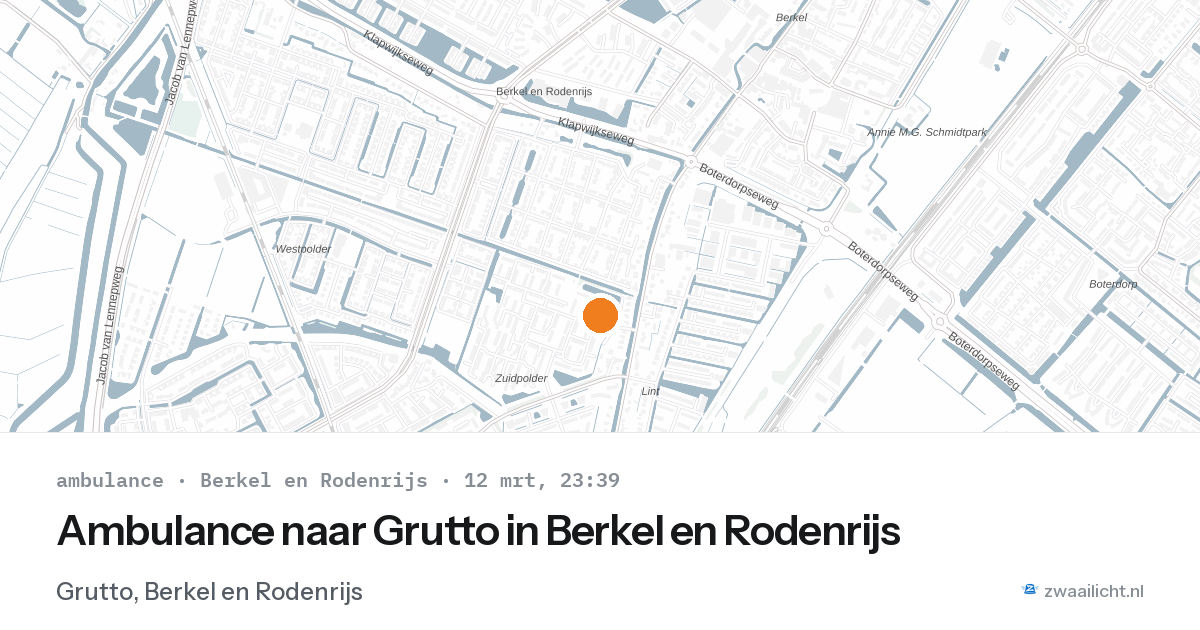 Ambulance naar Grutto in Berkel en Rodenrijs — 12 mrt 2026