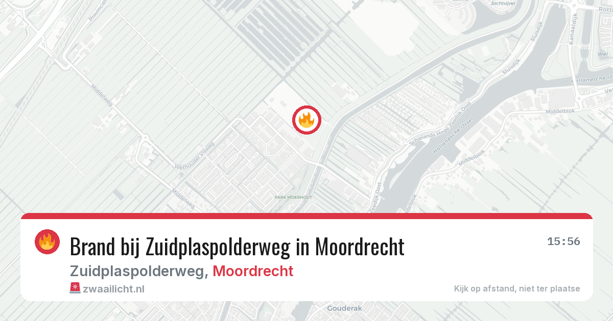 Brand bij Zuidplaspolderweg in Moordrecht — 9 aug 2026