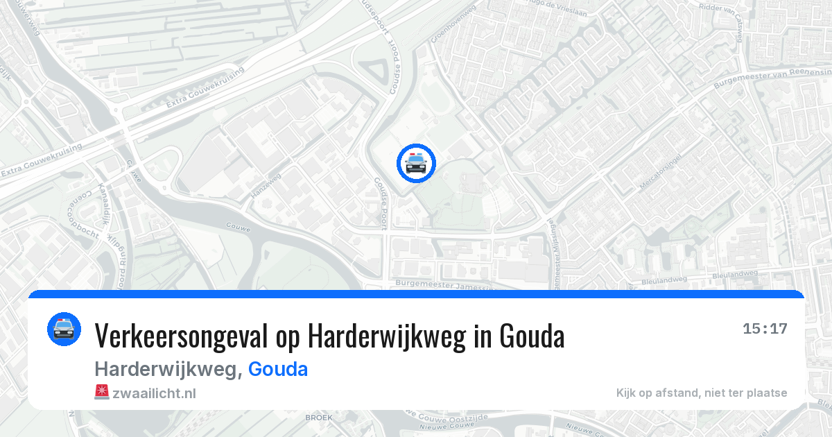 Verkeersongeval op Harderwijkweg in Gouda — 9 jun 2026
