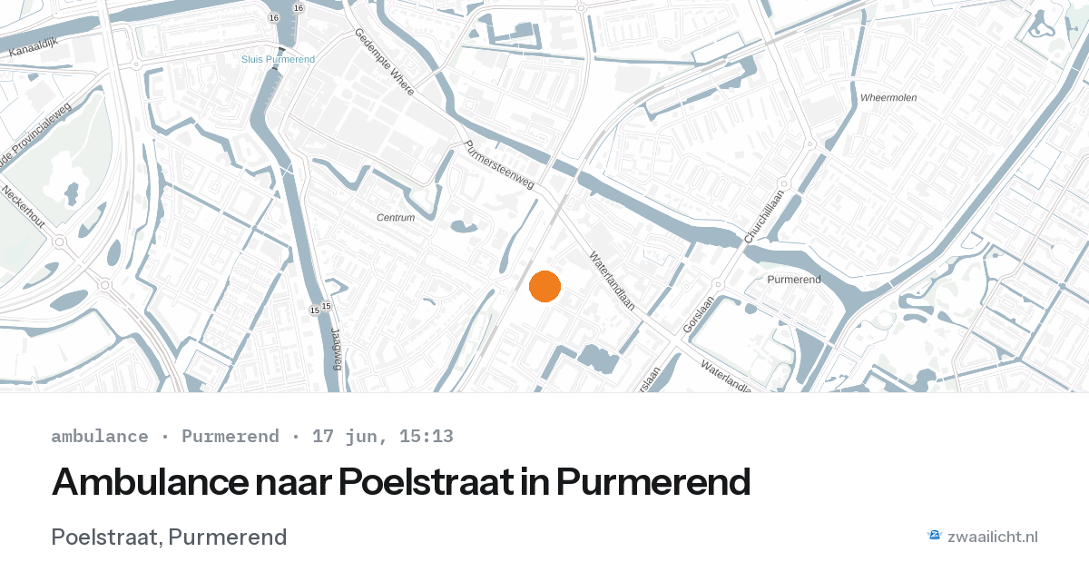Ambulance naar Poelstraat in Purmerend — 17 jun 2026