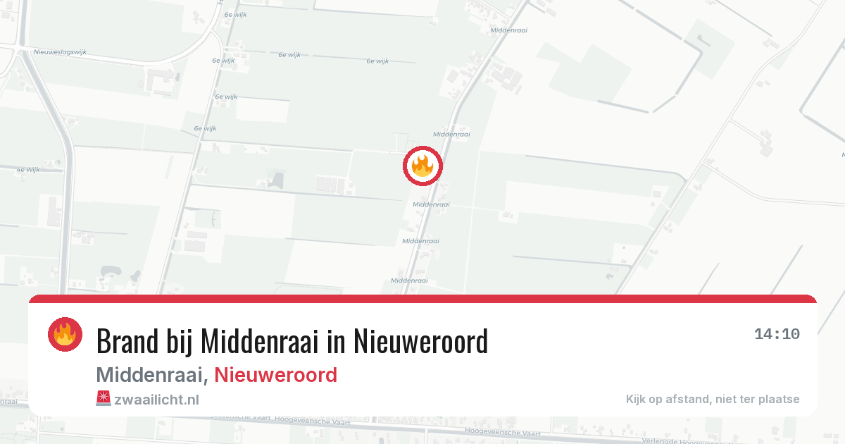 Brand bij Middenraai in Nieuweroord — 13 aug 2026