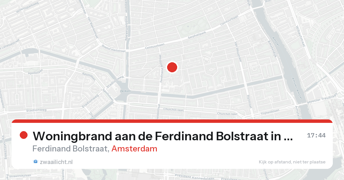 Woningbrand aan de Ferdinand Bolstraat in Amsterdam — 16 jun 2026