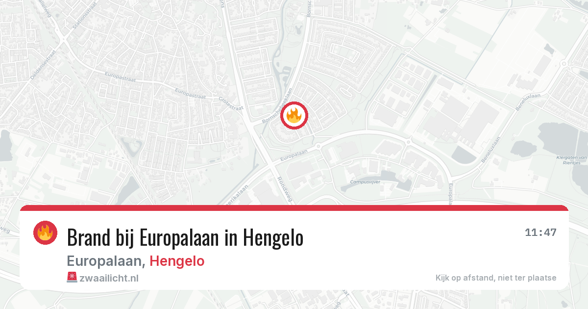 Brand bij Europalaan in Hengelo — 8 aug 2026