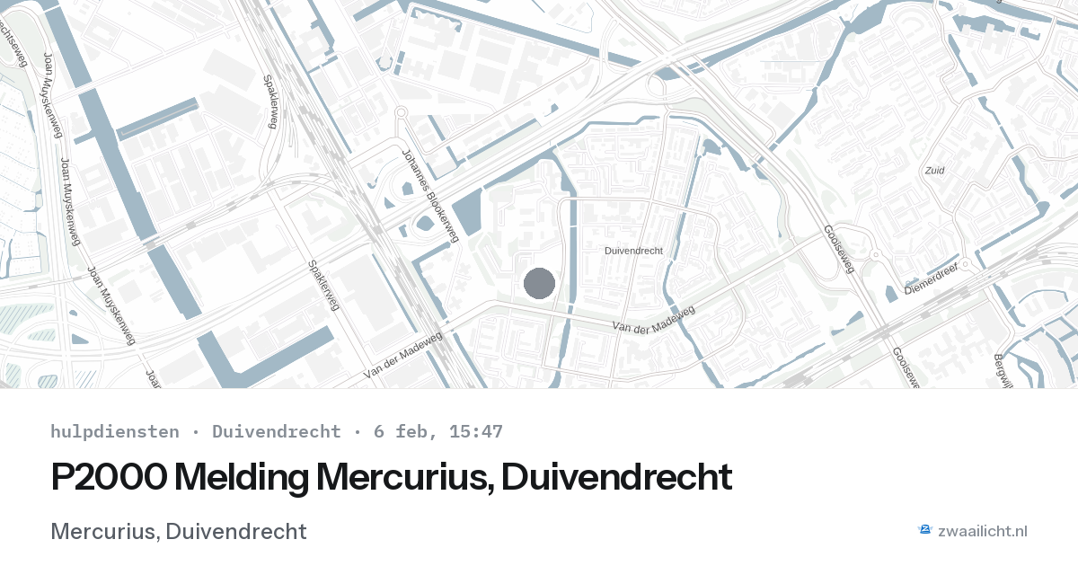P2000 Melding Mercurius, Duivendrecht — 6 feb 2026