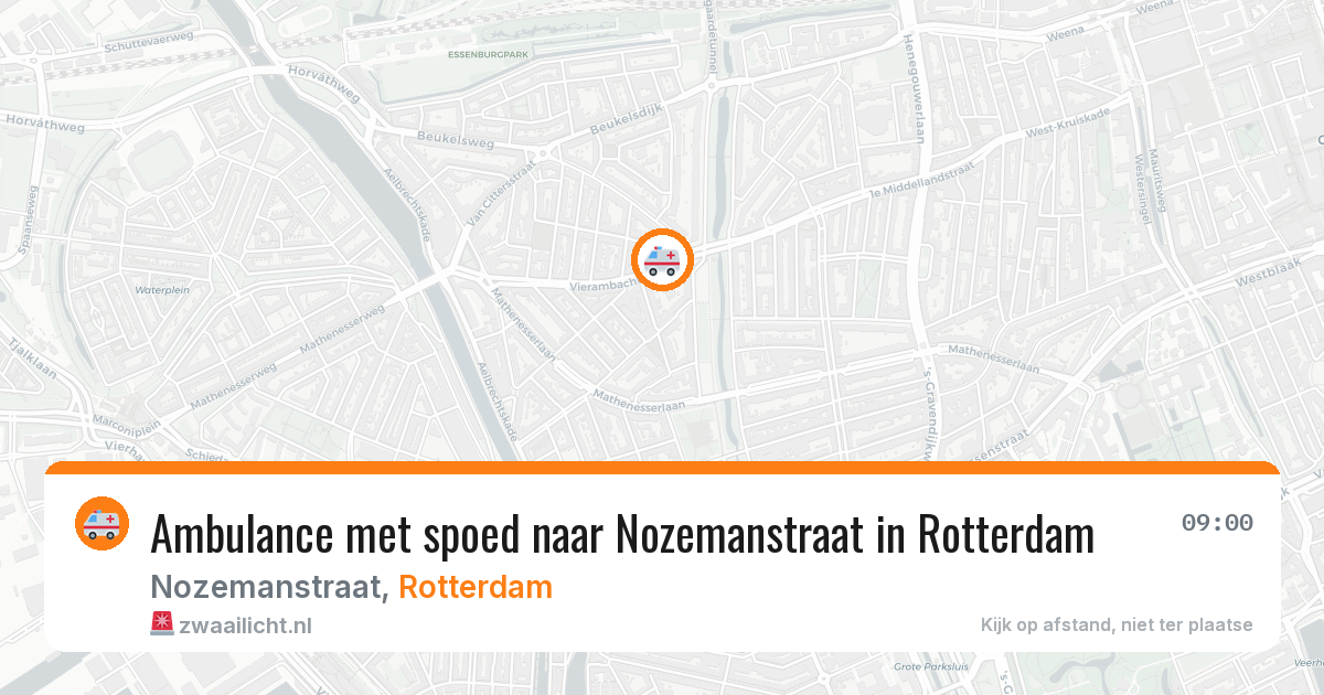 Ambulance met spoed naar Nozemanstraat in Rotterdam — 9 aug 2026