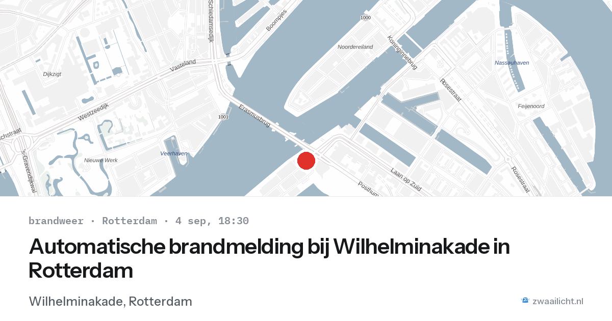 Automatische brandmelding bij Wilhelminakade in Rotterdam — 4 sep 2026