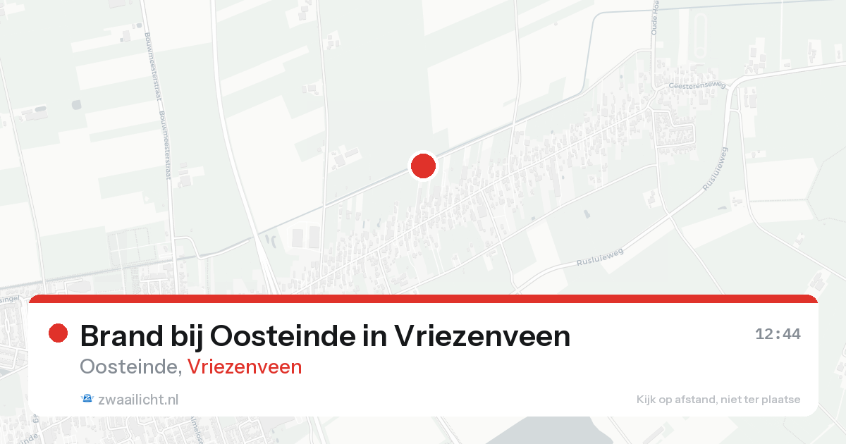 Brand bij Oosteinde in Vriezenveen — 14 aug 2026