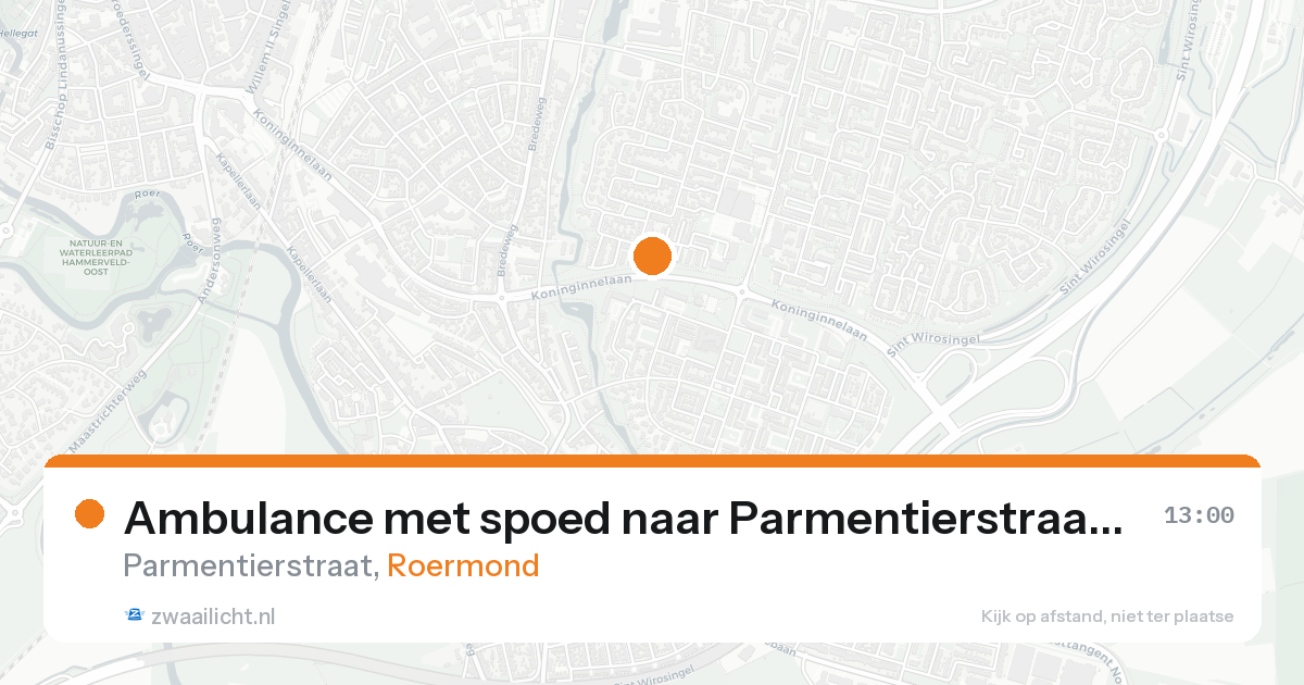 Ambulance met spoed naar Parmentierstraat in Roermond — 14 aug 2026