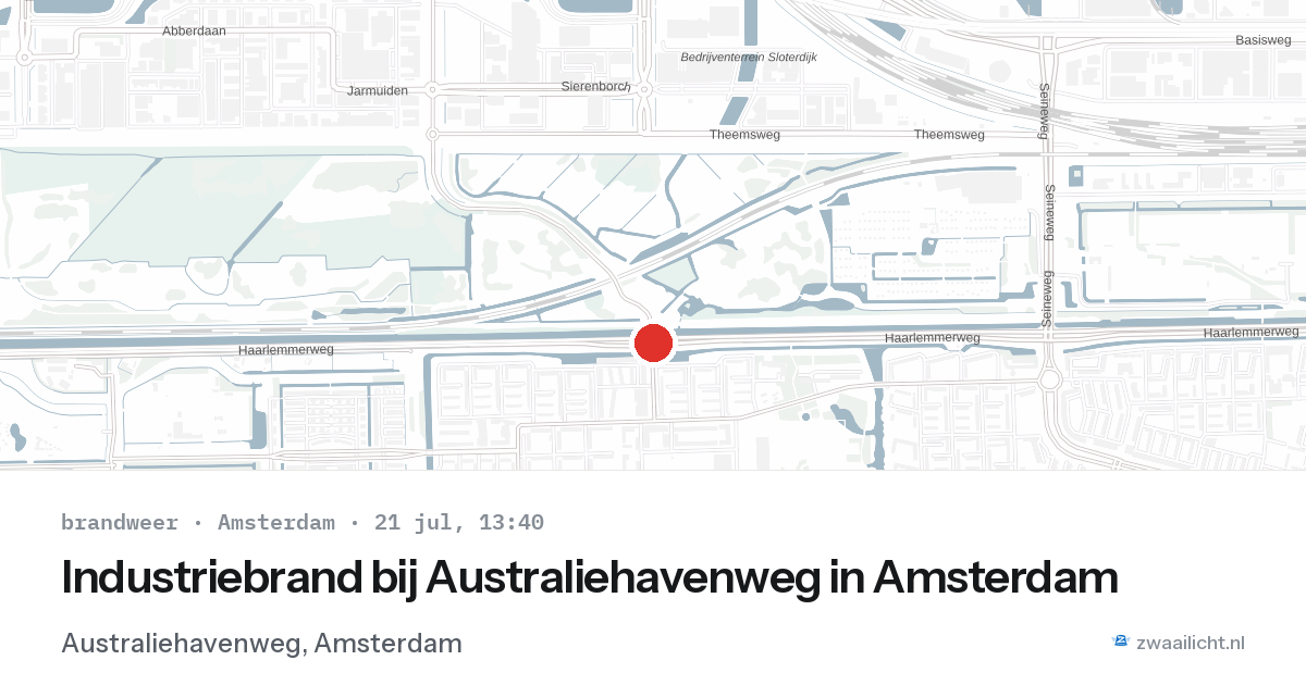Industriebrand bij Australiehavenweg in Amsterdam — 21 jul 2026
