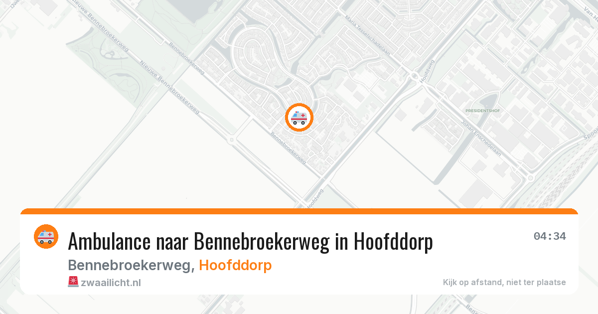 Ambulance naar Bennebroekerweg in Hoofddorp — 15 aug 2026