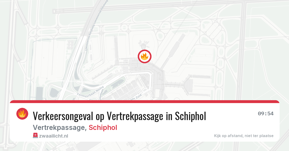 Verkeersongeval op Vertrekpassage in Schiphol — 21 jun 2026