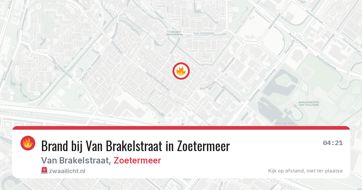 Brand bij Van Brakelstraat in Zoetermeer — 10 jul 2026