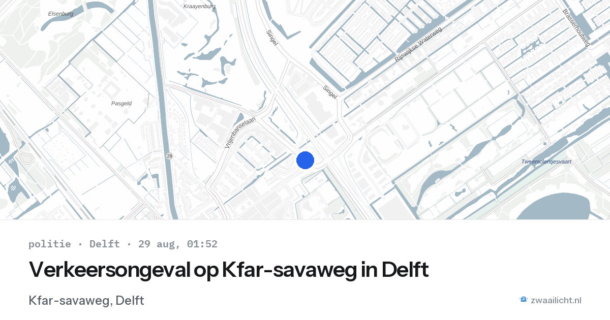 Verkeersongeval op Kfar-savaweg in Delft — 28 aug 2026