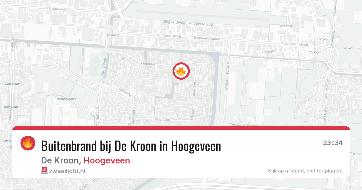 Buitenbrand bij De Kroon in Hoogeveen — 9 aug 2026