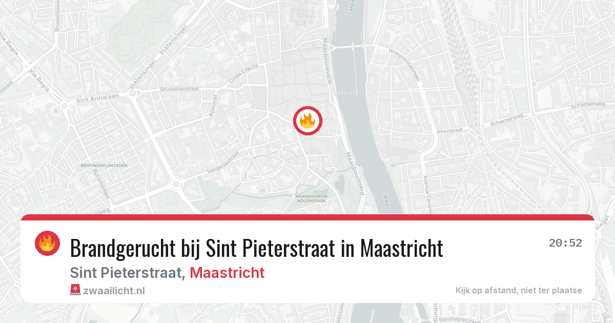 Brandgerucht bij Sint Pieterstraat in Maastricht — 13 jun 2026