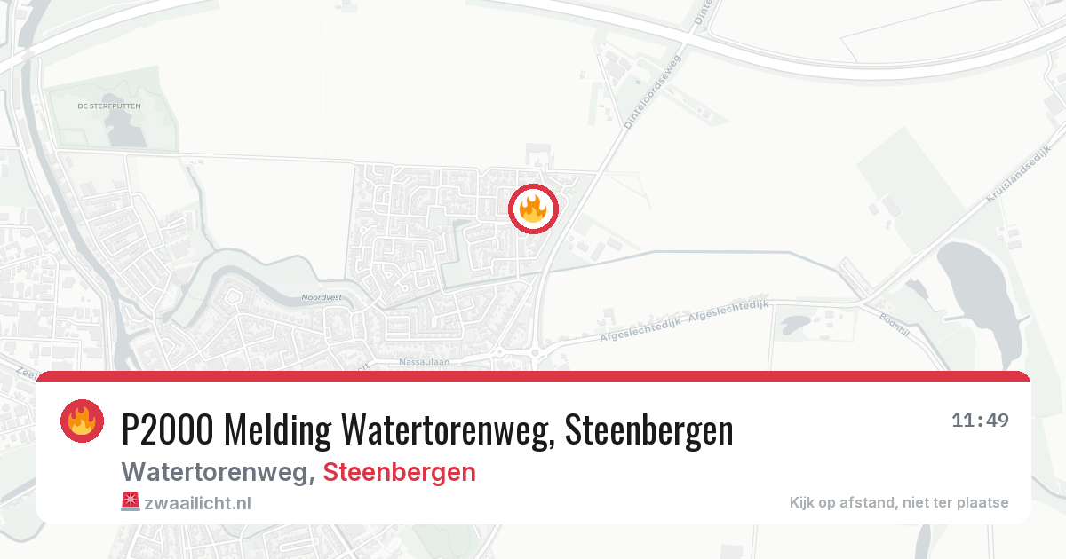 P2000 Melding Watertorenweg, Steenbergen — 8 feb 2026