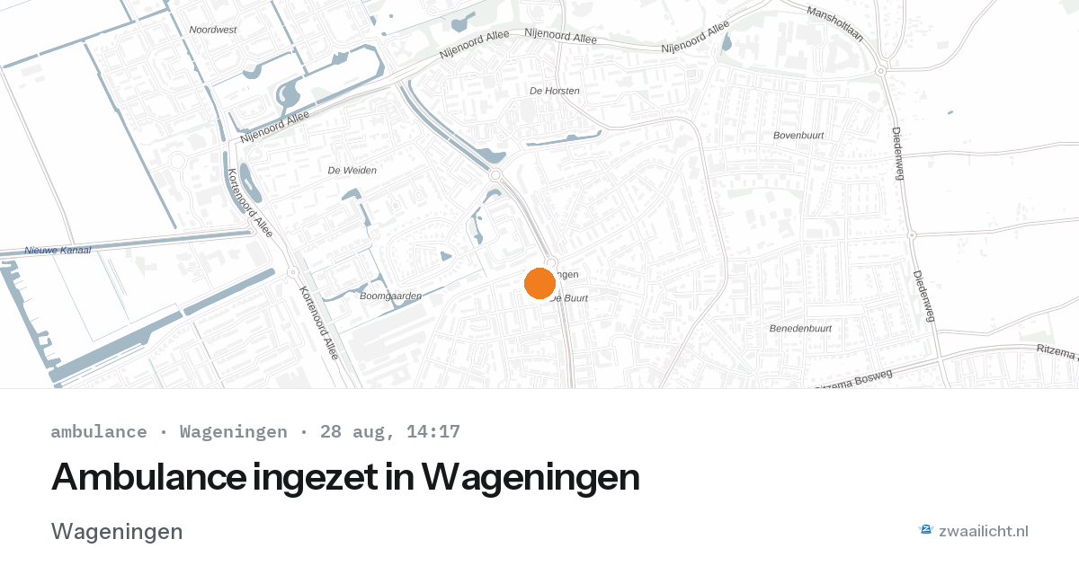 Ambulance ingezet in Wageningen — 28 aug 2026