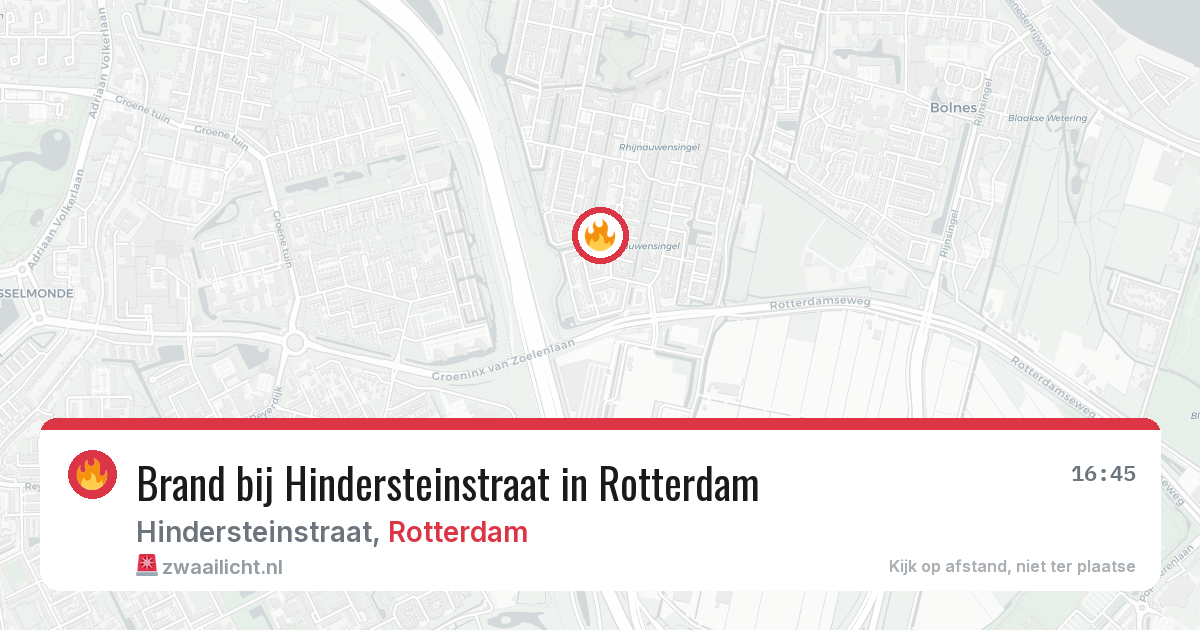Brand bij Hindersteinstraat in Rotterdam — 14 jun 2026